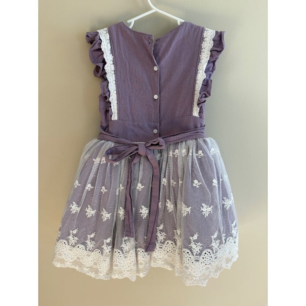 Makena Lane Norah Lace & Tulle Purple Easter Party Dress & Bloomers Set Size 6 - Picture 6 of 12
